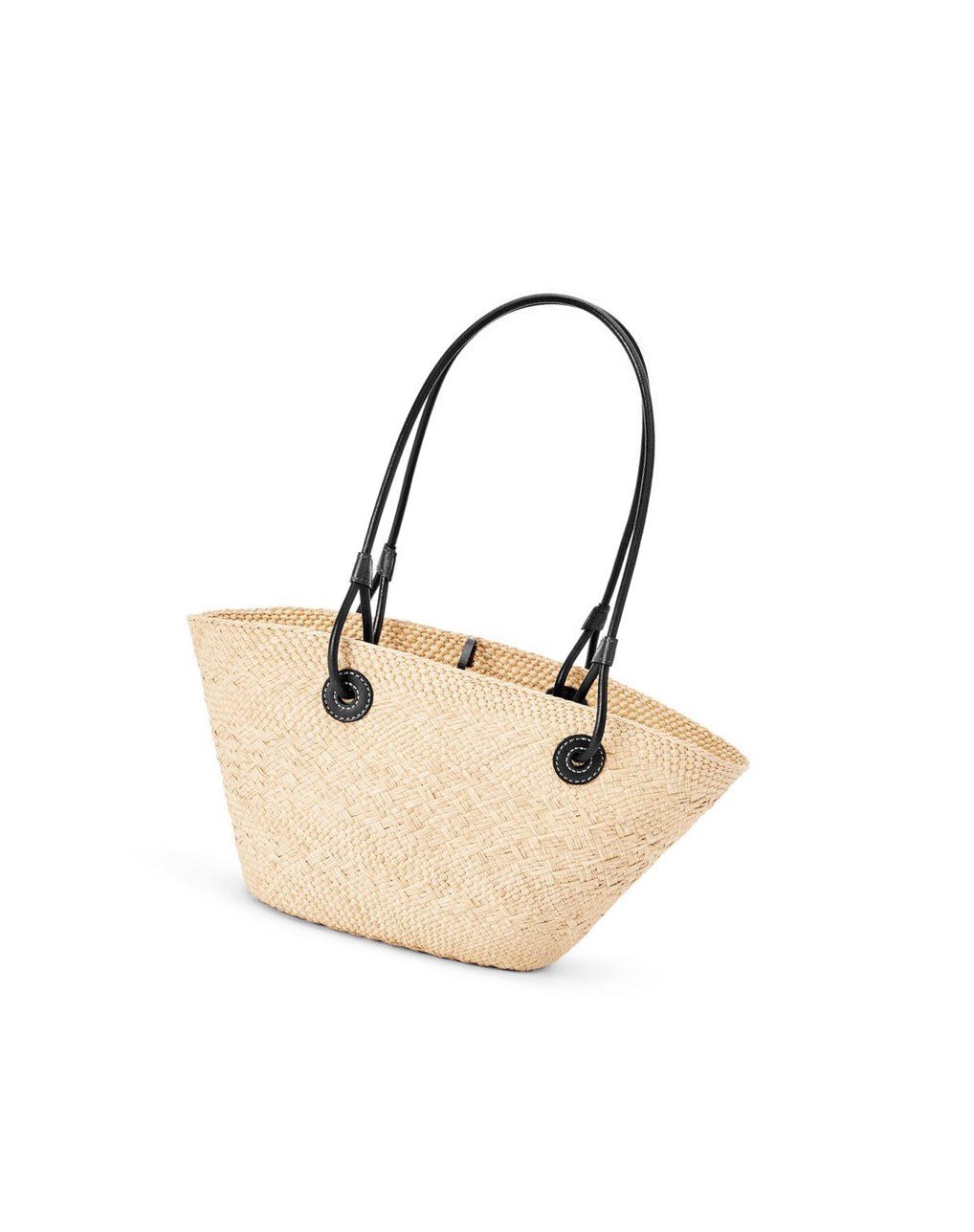 Loewe Small Anagram Basket bag in iraca palm and calfskin Negros | FXAZR-7829
