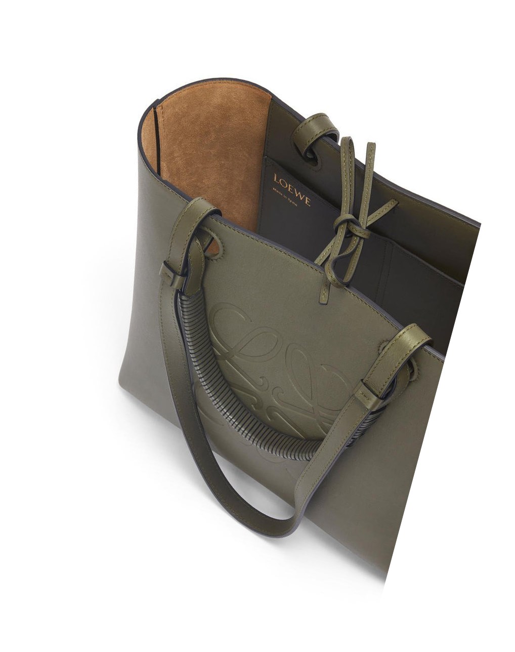 Loewe Small Anagram Tote bag in classic calfskin Kaki Verdes | HMAGO-7589