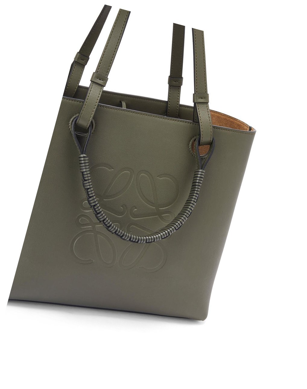 Loewe Small Anagram Tote bag in classic calfskin Kaki Verdes | HMAGO-7589