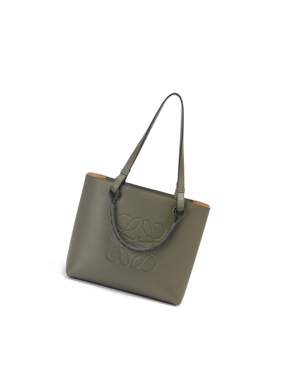 Loewe Small Anagram Tote bag in classic calfskin Kaki Verdes | HMAGO-7589