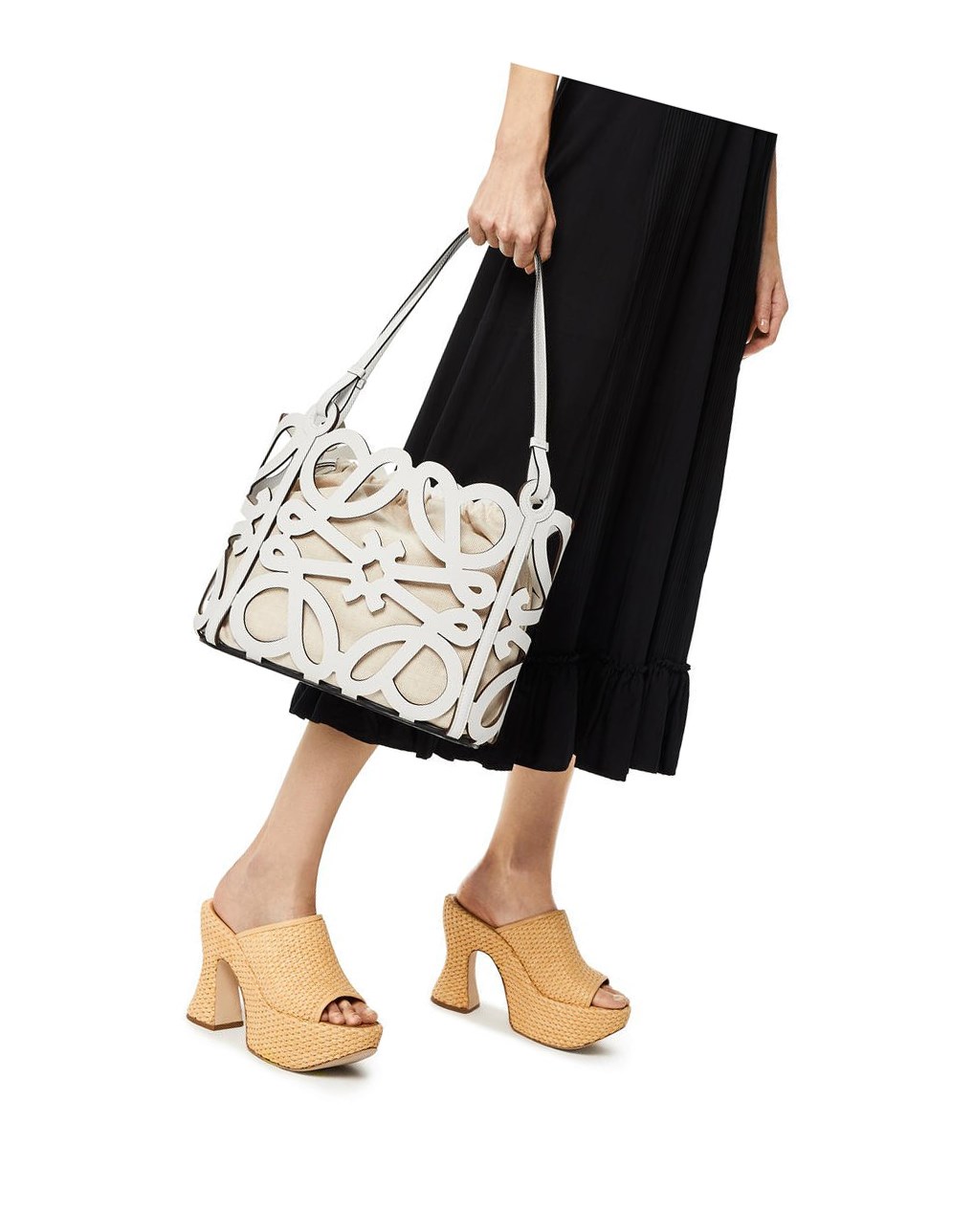 Loewe Small Anagram cut-out tote in box calfskin Blancos | HDUBJ-7582