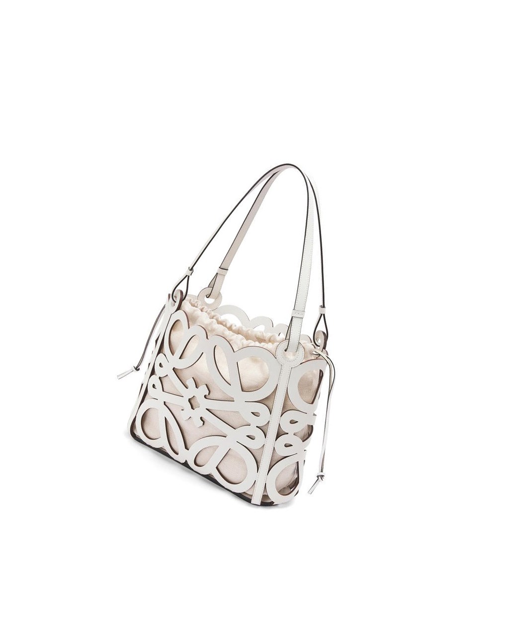 Loewe Small Anagram cut-out tote in box calfskin Blancos | HDUBJ-7582