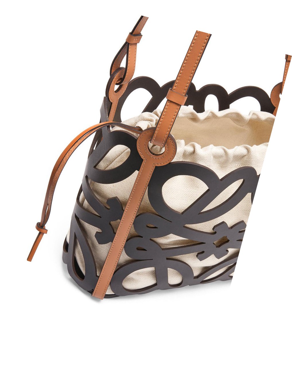 Loewe Small Anagram cut-out tote in calfskin Negros | PFYOS-4302