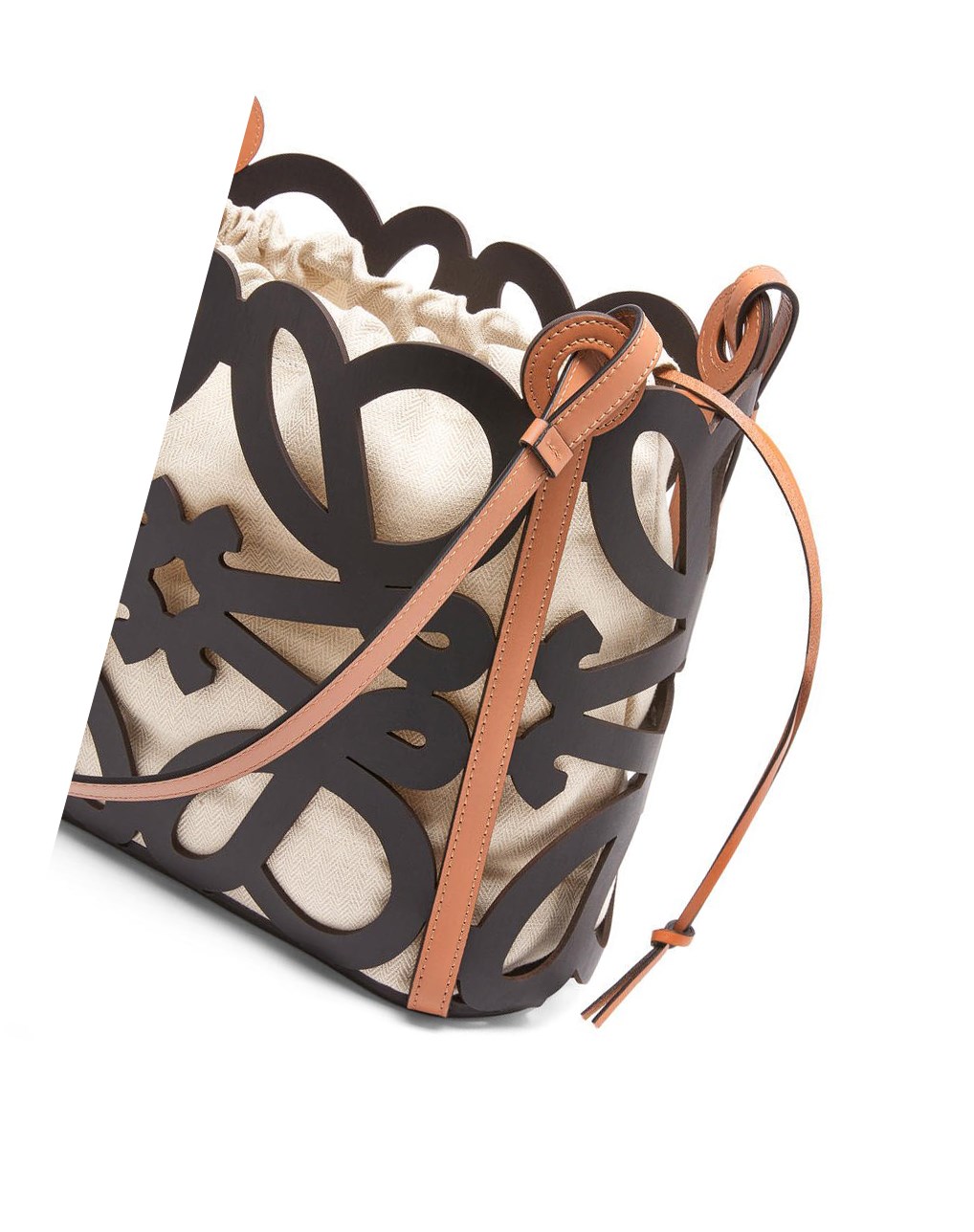 Loewe Small Anagram cut-out tote in calfskin Negros | PFYOS-4302