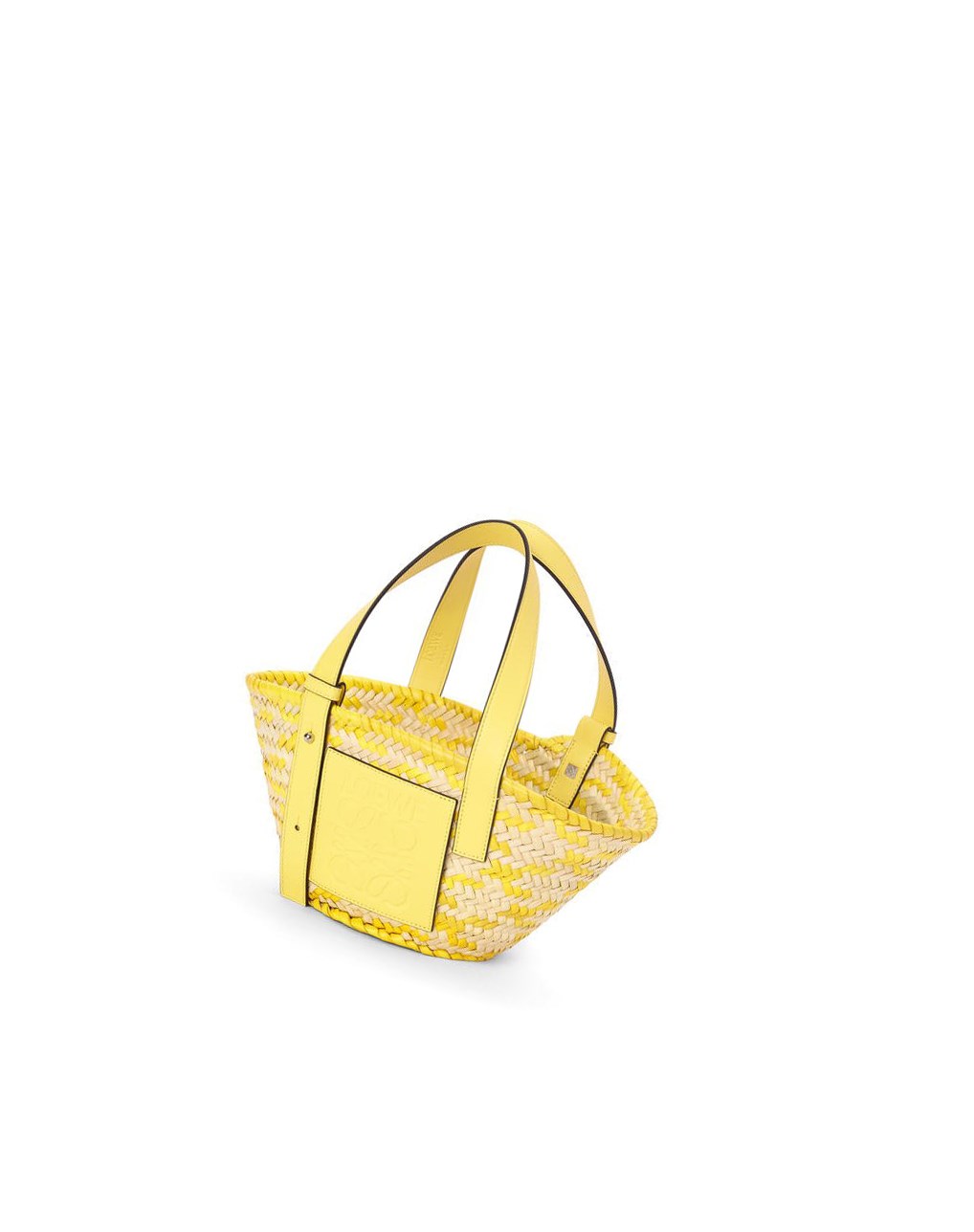 Loewe Small Basket bag in palm leaf and calfskin Azules | QPWCL-9234