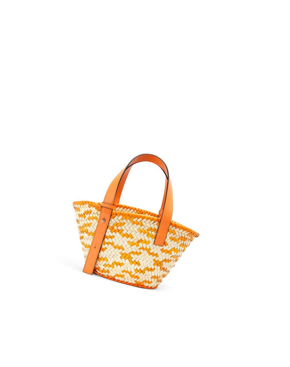 Loewe Small Basket bag in palm leaf and calfskin Albaricoque | QRUAF-6580