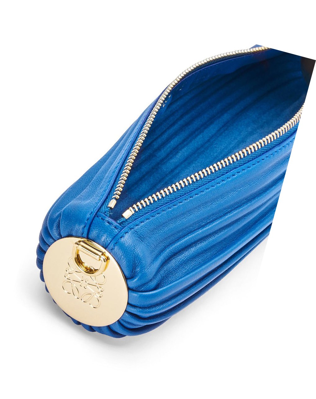 Loewe Small Bracelet pouch in pleated nappa Azul Rey Azules | LAFBI-2679