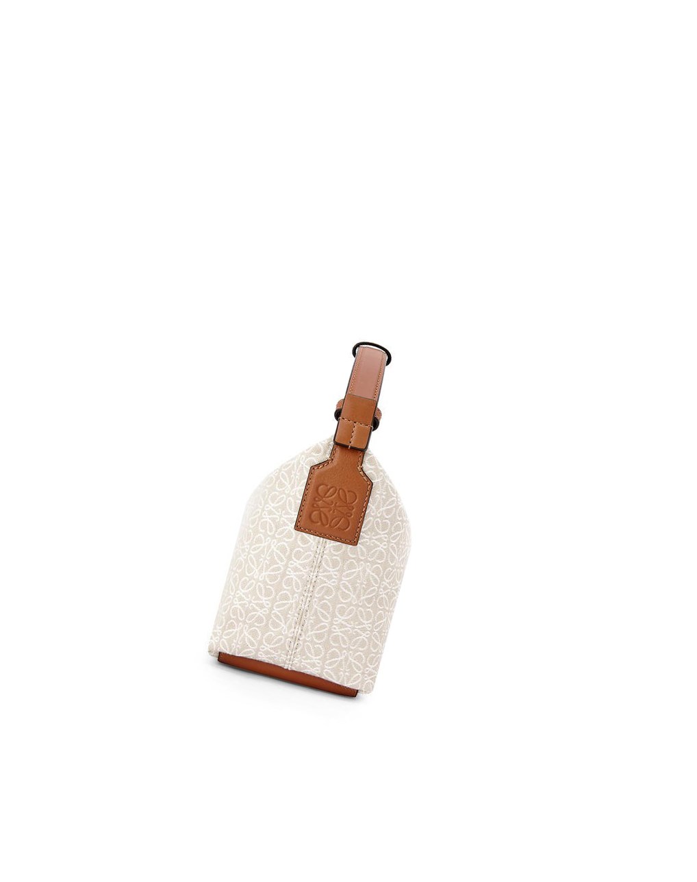 Loewe Small Cubi bag in Anagram jacquard and calfskin Ecru / Tan | DAKEB-8190