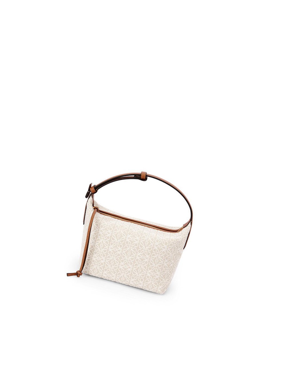 Loewe Small Cubi bag in Anagram jacquard and calfskin Ecru / Tan | DAKEB-8190