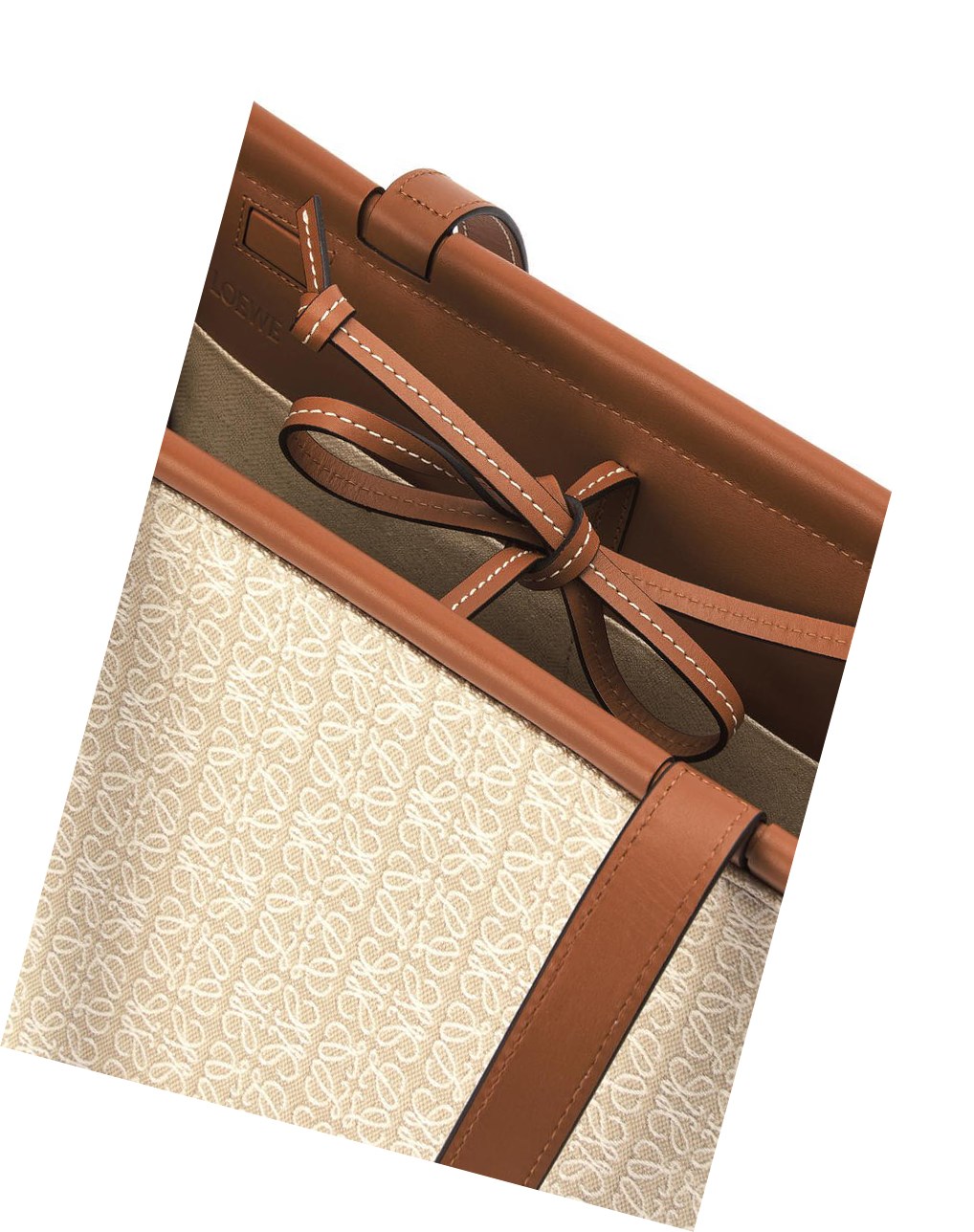 Loewe Small Cushion Tote in Anagram jacquard and calfskin Ecru / Tan | JZFYG-5678