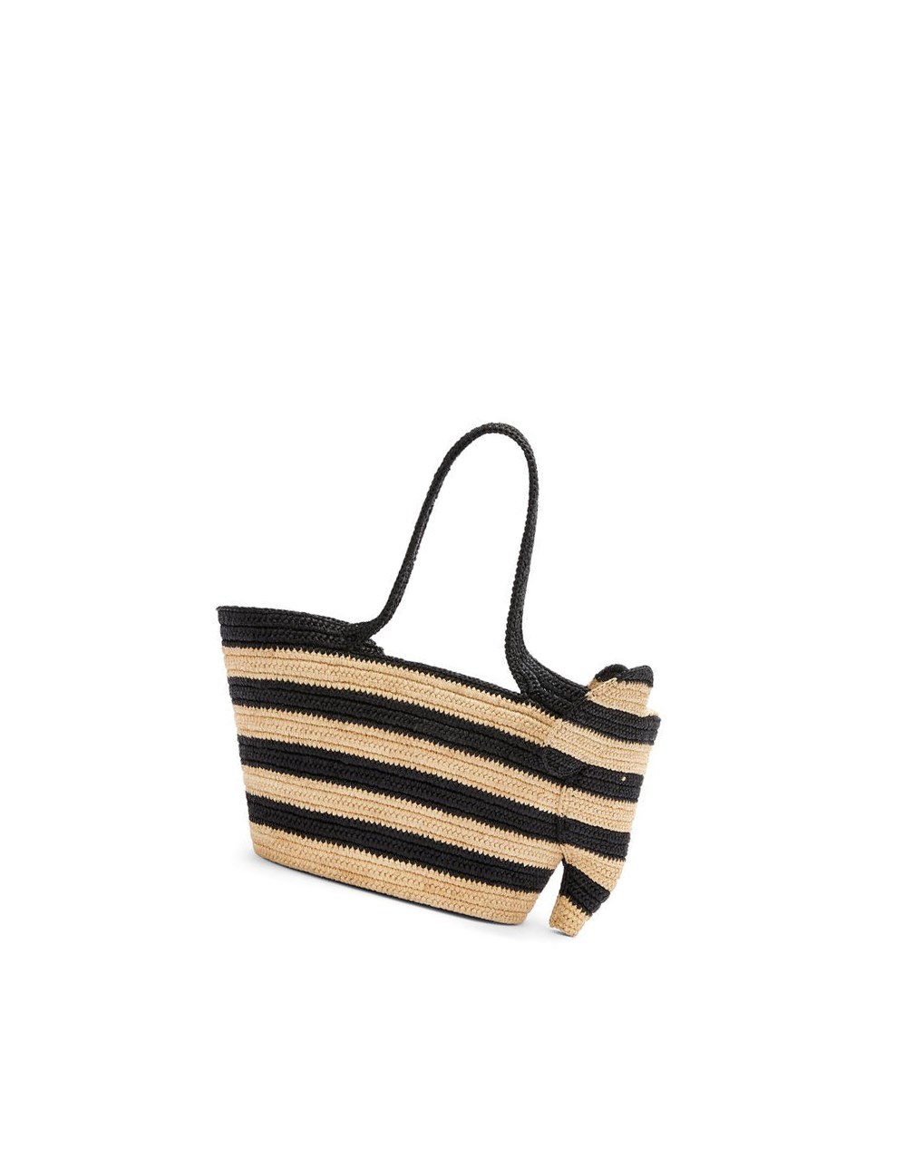 Loewe Small Elephant Basket bag in striped raffia and calfskin Negros | KOXNQ-9672