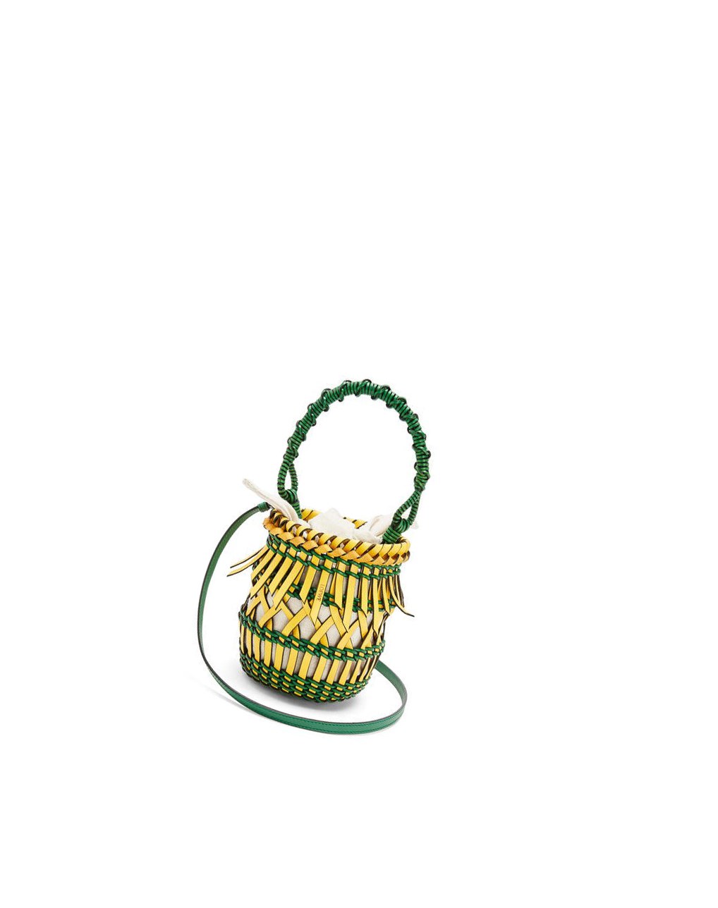 Loewe Small Fringes Bucket bag in calfskin Amarillos Verdes | LXWVS-0462