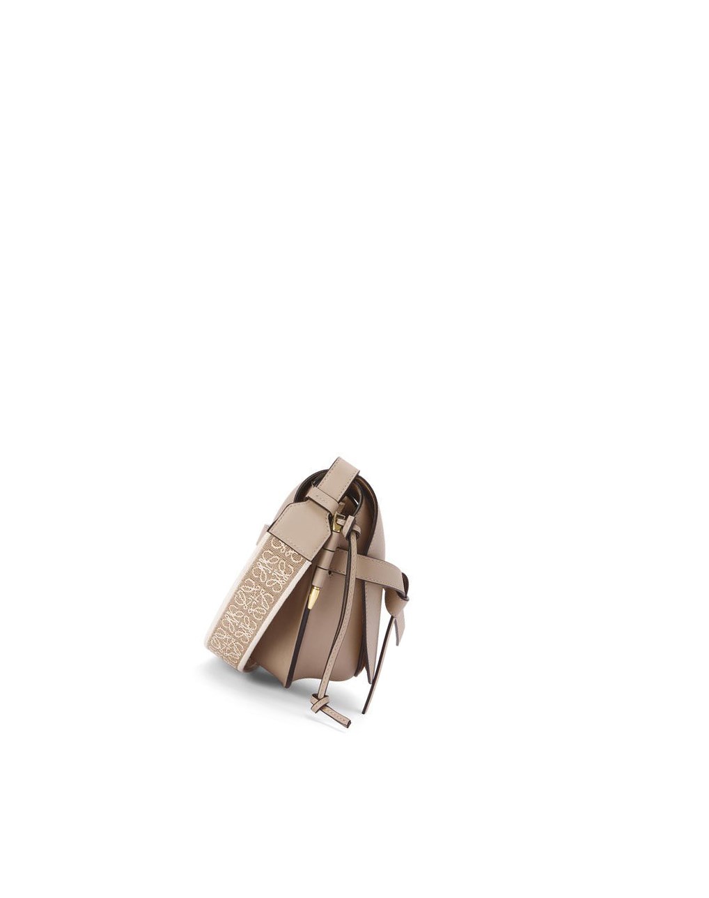 Loewe Small Gate bag in soft calfskin and jacquard Sand | LBDFG-9145