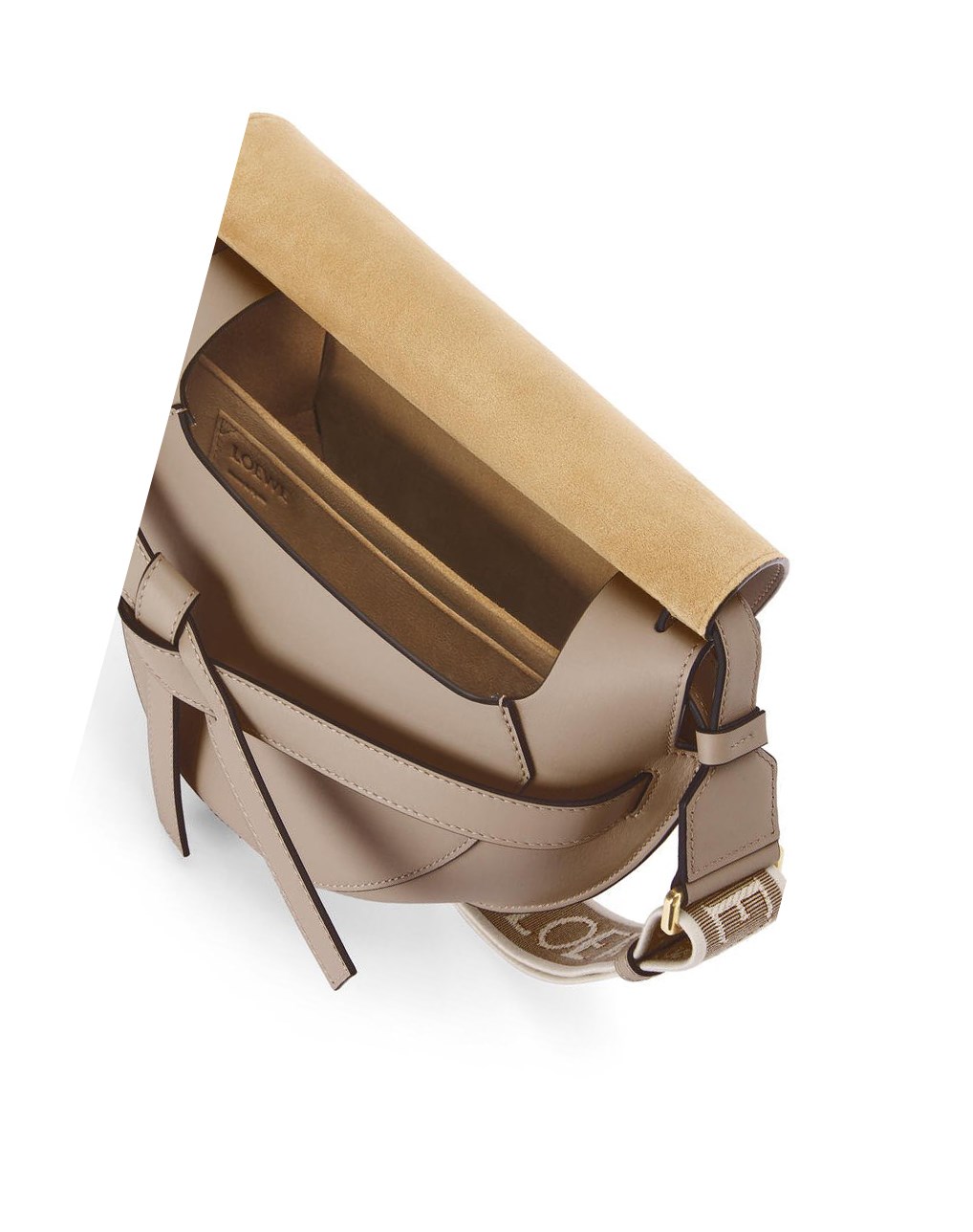 Loewe Small Gate bag in soft calfskin and jacquard Sand | LBDFG-9145
