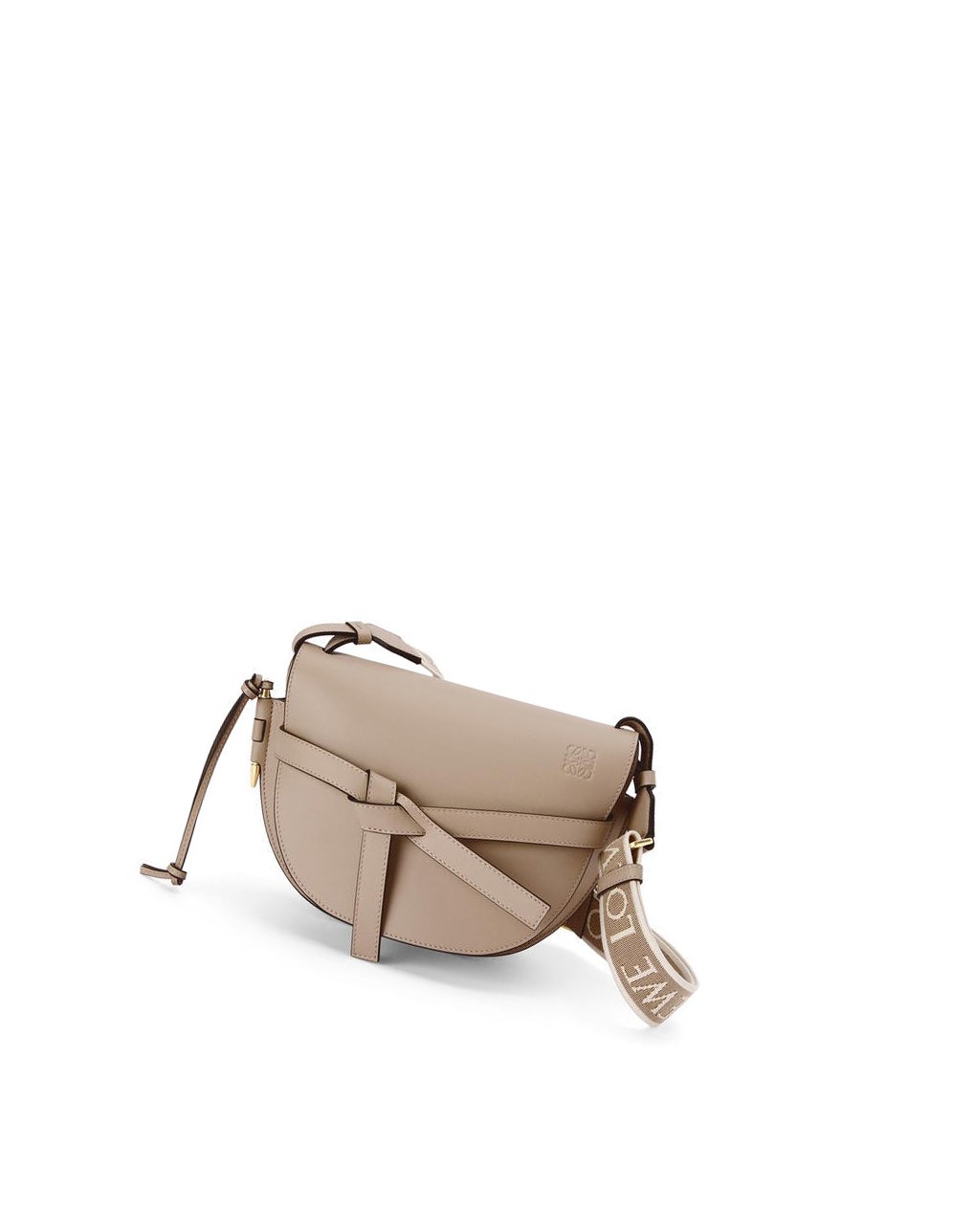 Loewe Small Gate bag in soft calfskin and jacquard Sand | LBDFG-9145