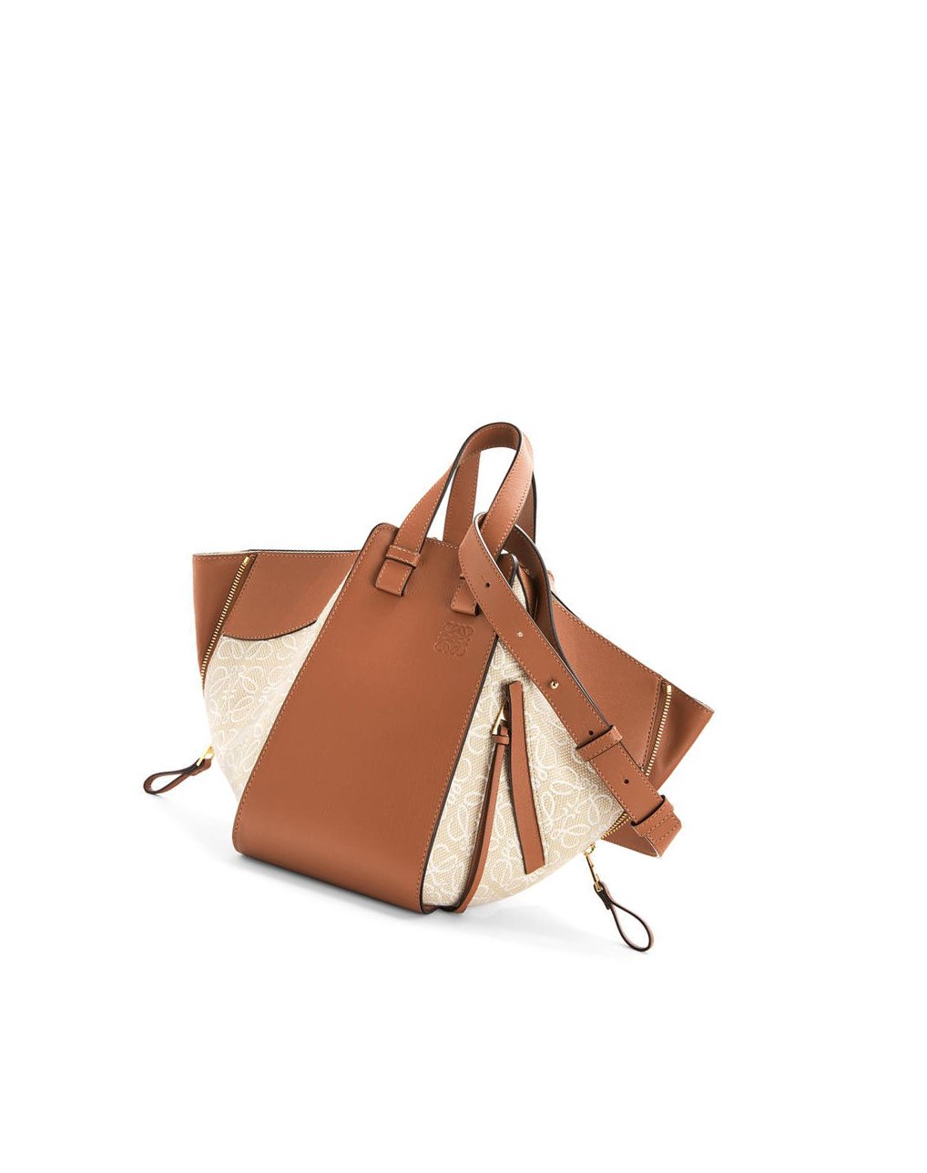 Loewe Small Hammock bag in Anagram jacquard and calfskin Ecru / Tan | MCBFI-0628