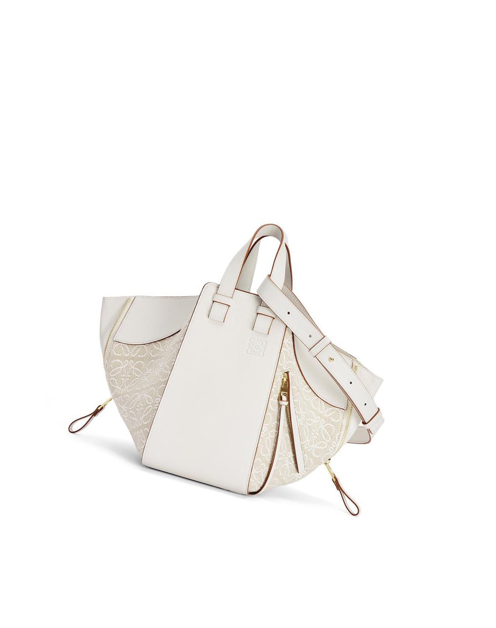 Loewe Small Hammock bag in Anagram jacquard and calfskin Blancos | UMQBE-9176
