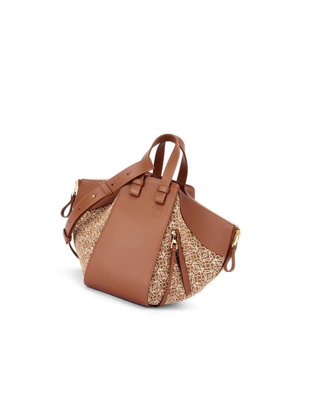 Loewe Small Hammock bag in Anagram jacquard and calfskin Tan / Pecan | WDQXI-5173