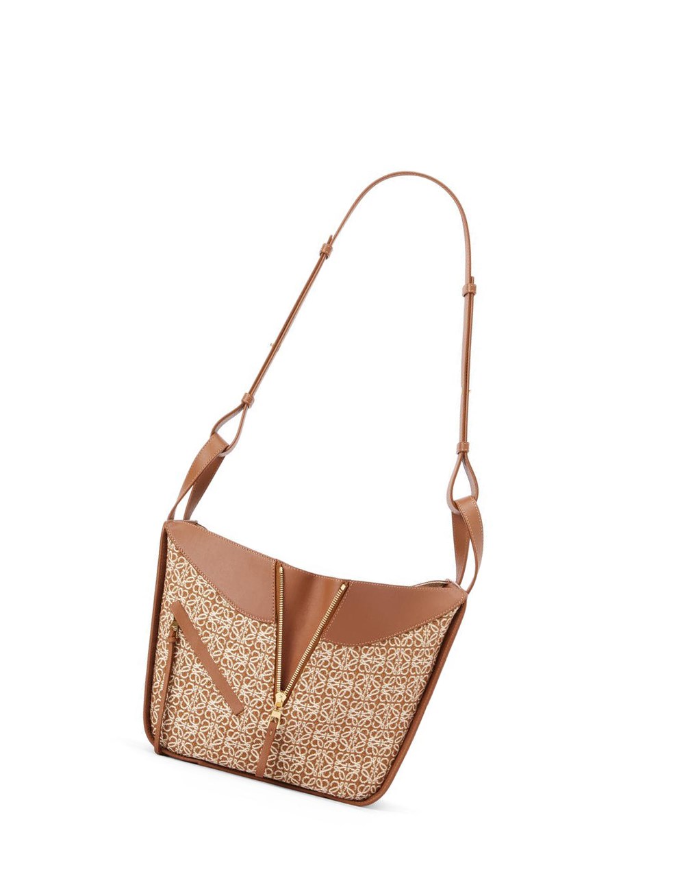 Loewe Small Hammock bag in Anagram jacquard and calfskin Tan / Pecan | WDQXI-5173