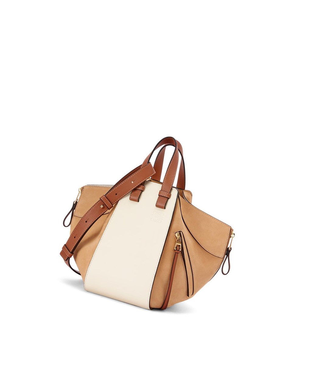 Loewe Small Hammock bag in classic calfskin and suede Milk / Warm Desert | YQSAI-5879