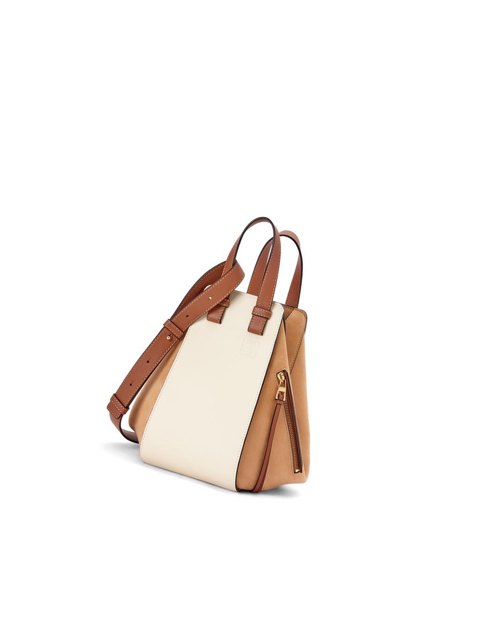 Loewe Small Hammock bag in classic calfskin and suede Milk / Warm Desert | YQSAI-5879