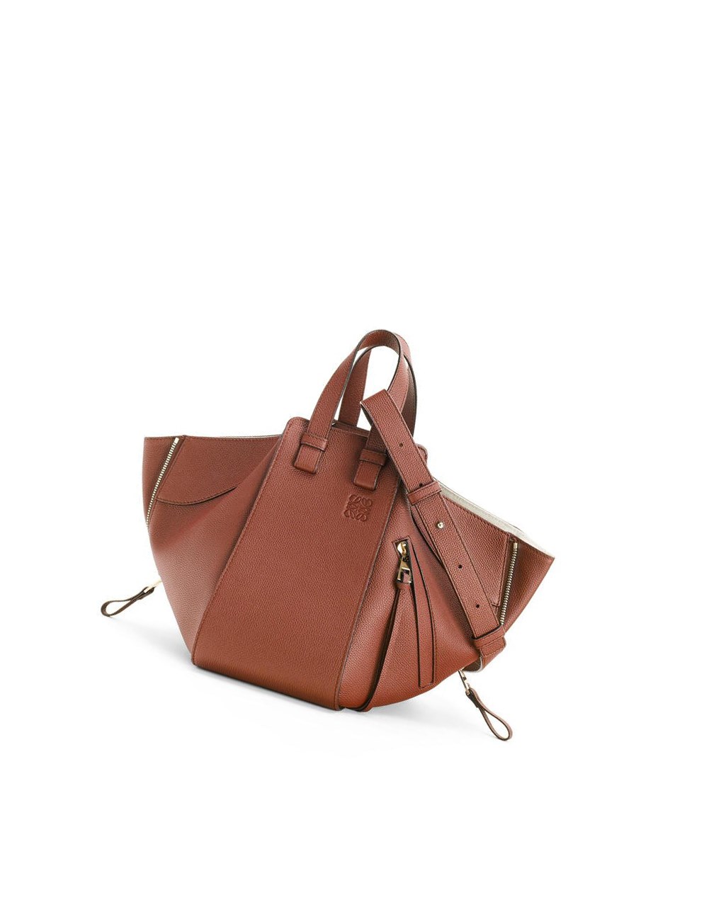 Loewe Small Hammock bag in pebble grain calfskin Rust | UDFPX-8976