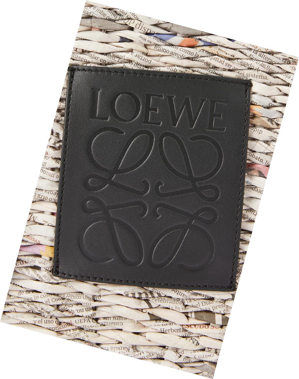 Loewe Small Newspaper Square Basket bag in paper and calfskin Negros Multicolor | NWTVS-1607