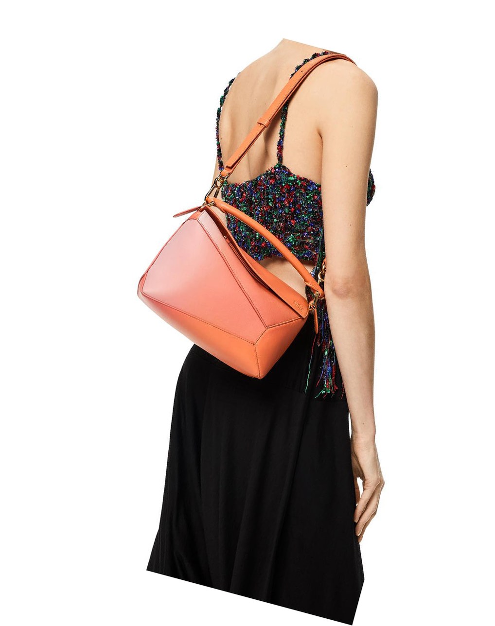 Loewe Small Puzzle Edge bag in degrade nappa calfskin Coral Oscuro | MXFOZ-3248