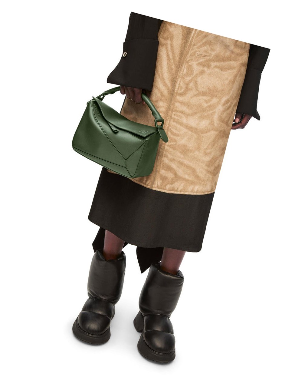 Loewe Small Puzzle bag in satin calfskin Kaki | GXSIJ-7046