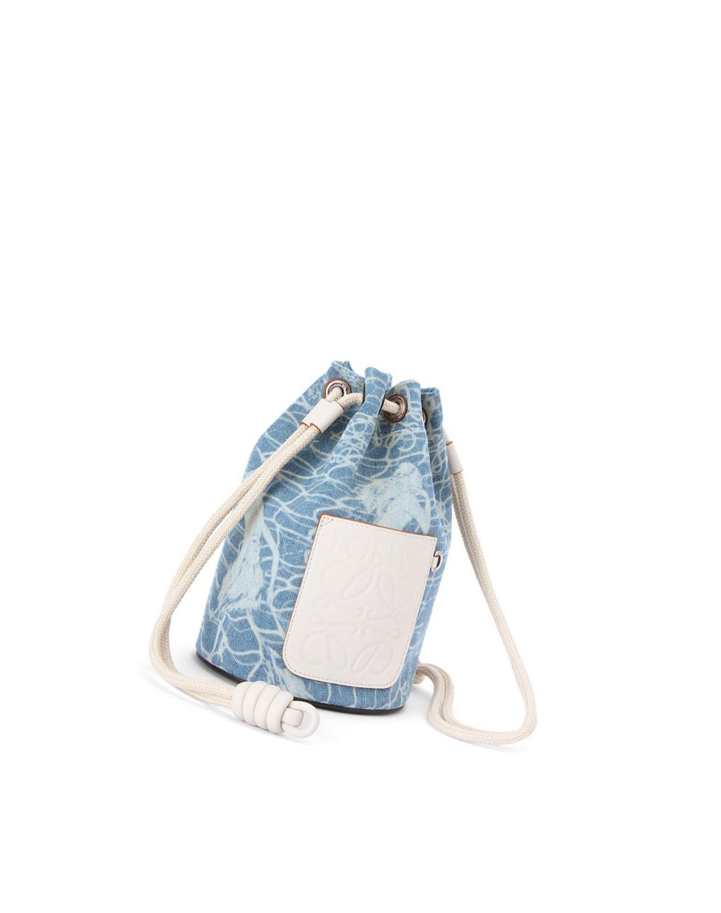 Loewe Small Sailor bag in denim and calfskin Azules Blancos | UWKCH-1406