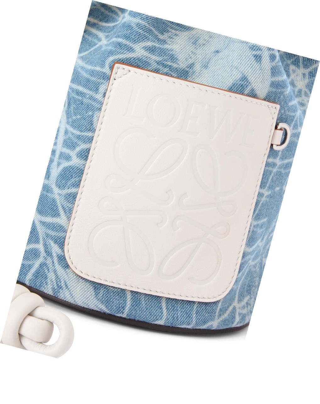 Loewe Small Sailor bag in denim and calfskin Azules Blancos | UWKCH-1406