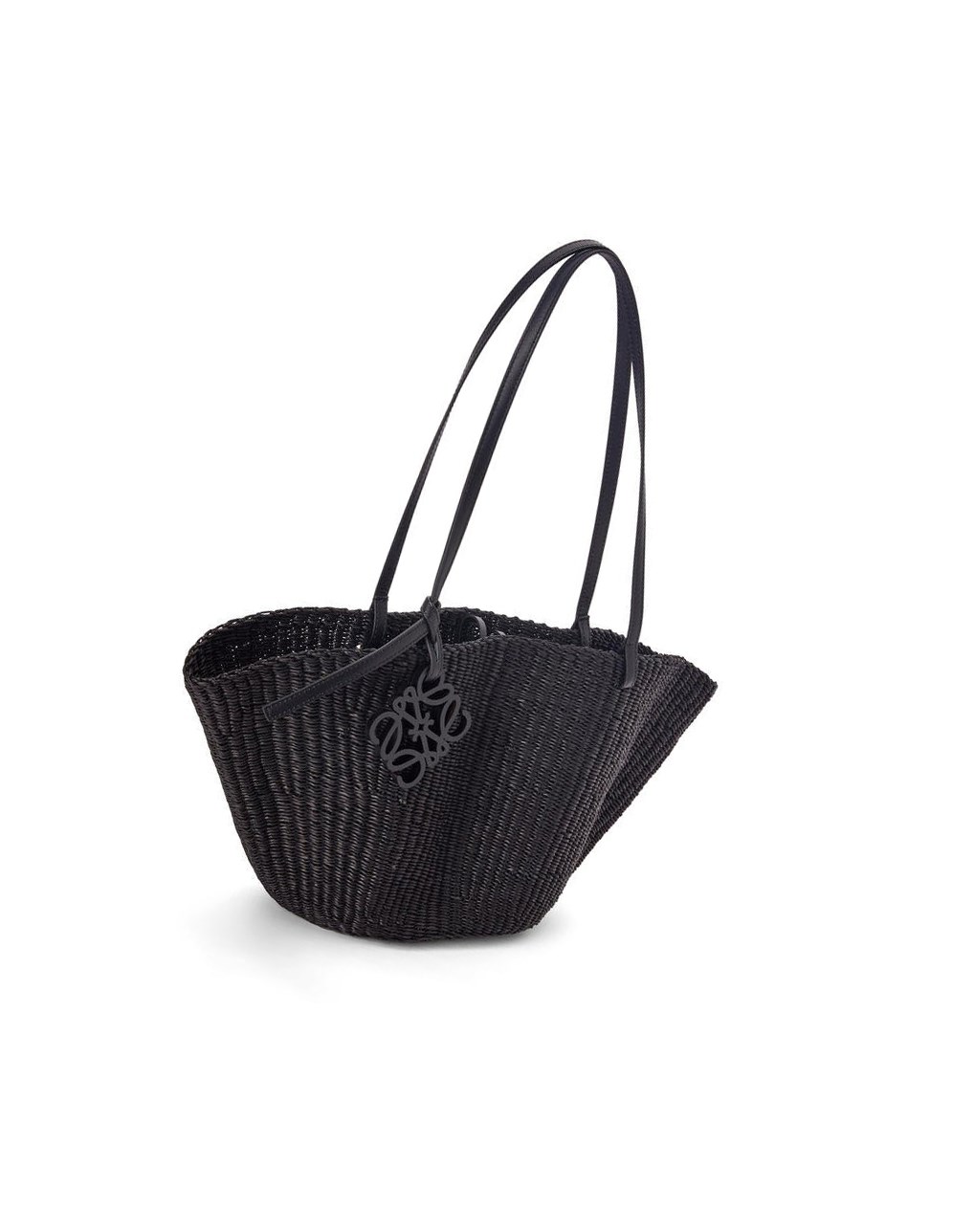 Loewe Small Shell Basket bag in elephant grass and calfskin Negros Negros | ISMNA-4073
