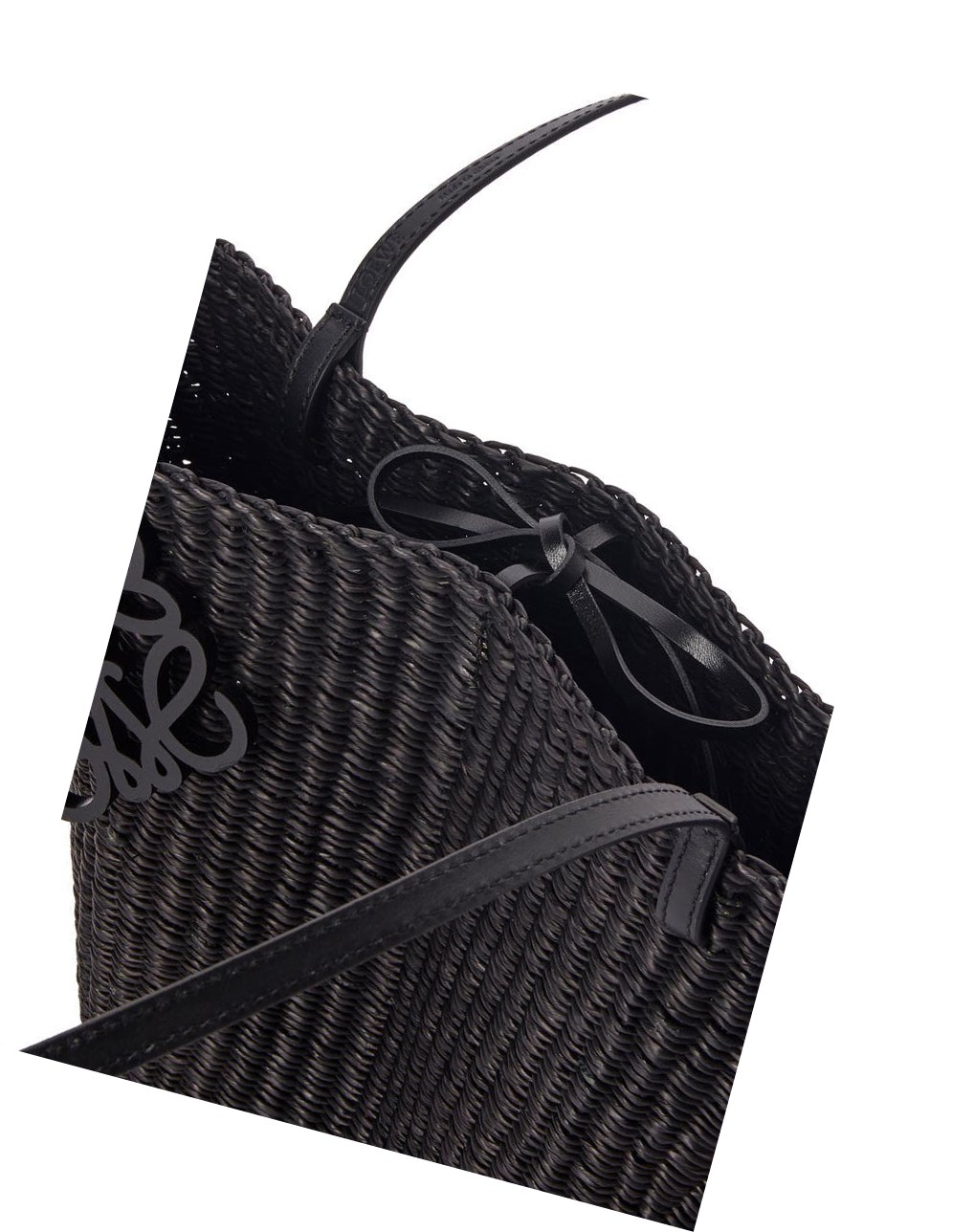 Loewe Small Shell Basket bag in elephant grass and calfskin Negros Negros | ISMNA-4073