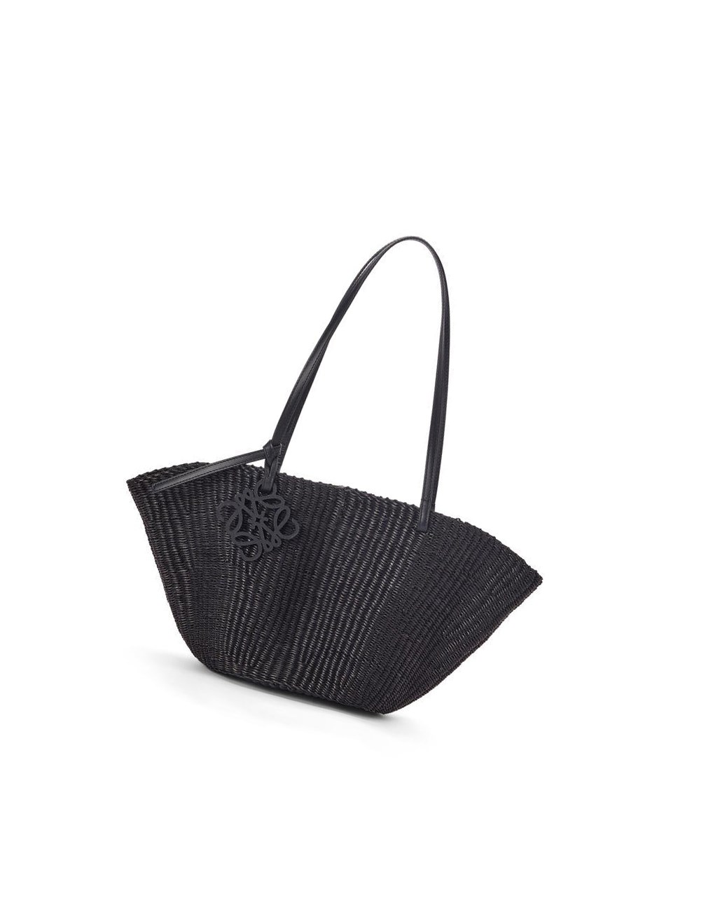 Loewe Small Shell Basket bag in elephant grass and calfskin Negros Negros | ISMNA-4073