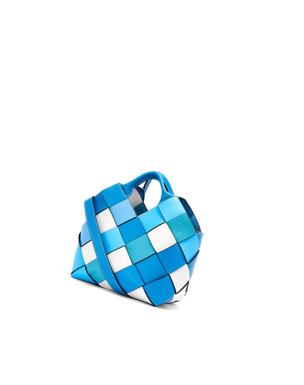 Loewe Small Surplus Cuero Woven basket bag in calfskin Azules Azules | QEBZG-4196