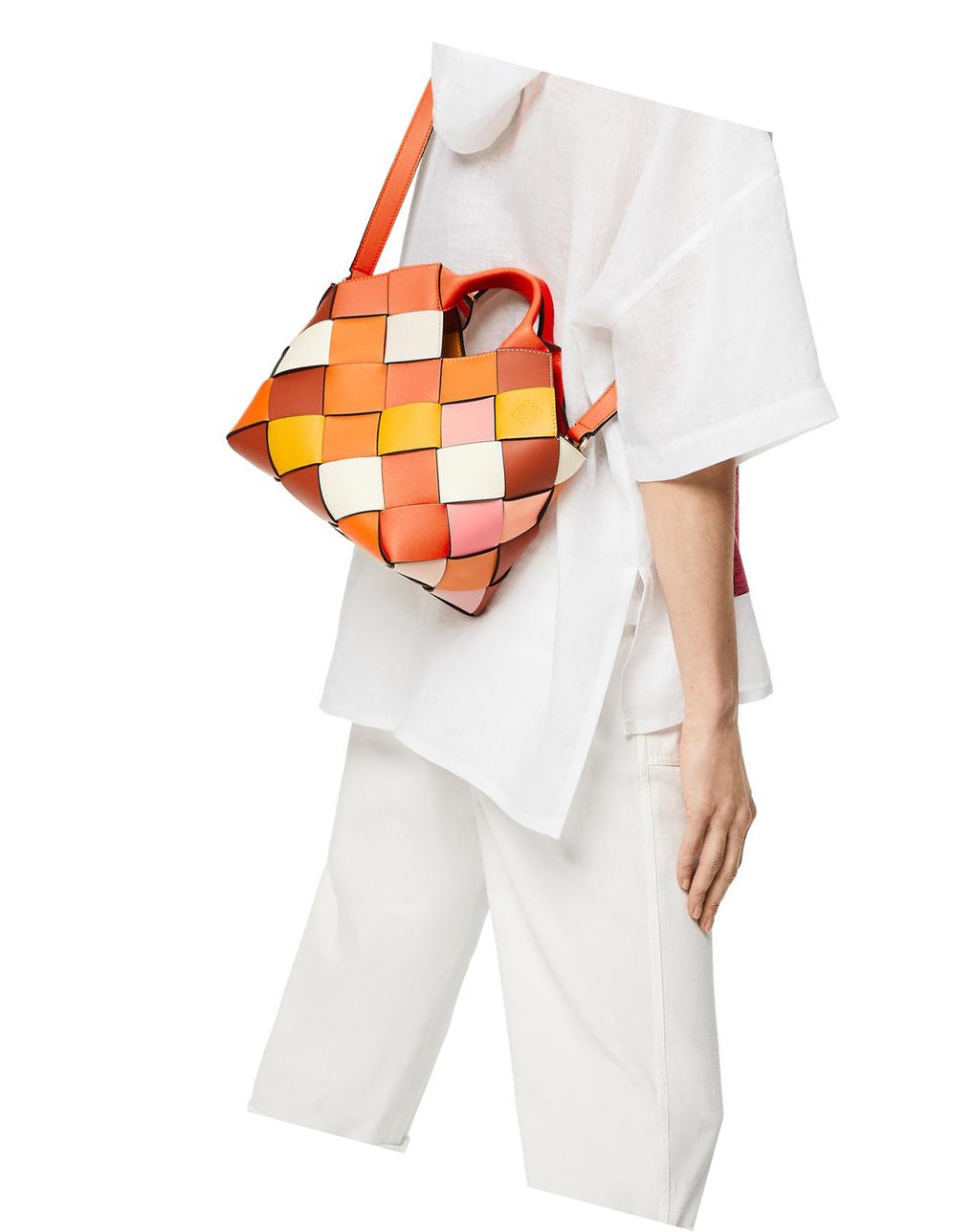 Loewe Small Surplus Cuero Woven basket bag in calfskin Naranjas Naranjas | ZOBDA-7920