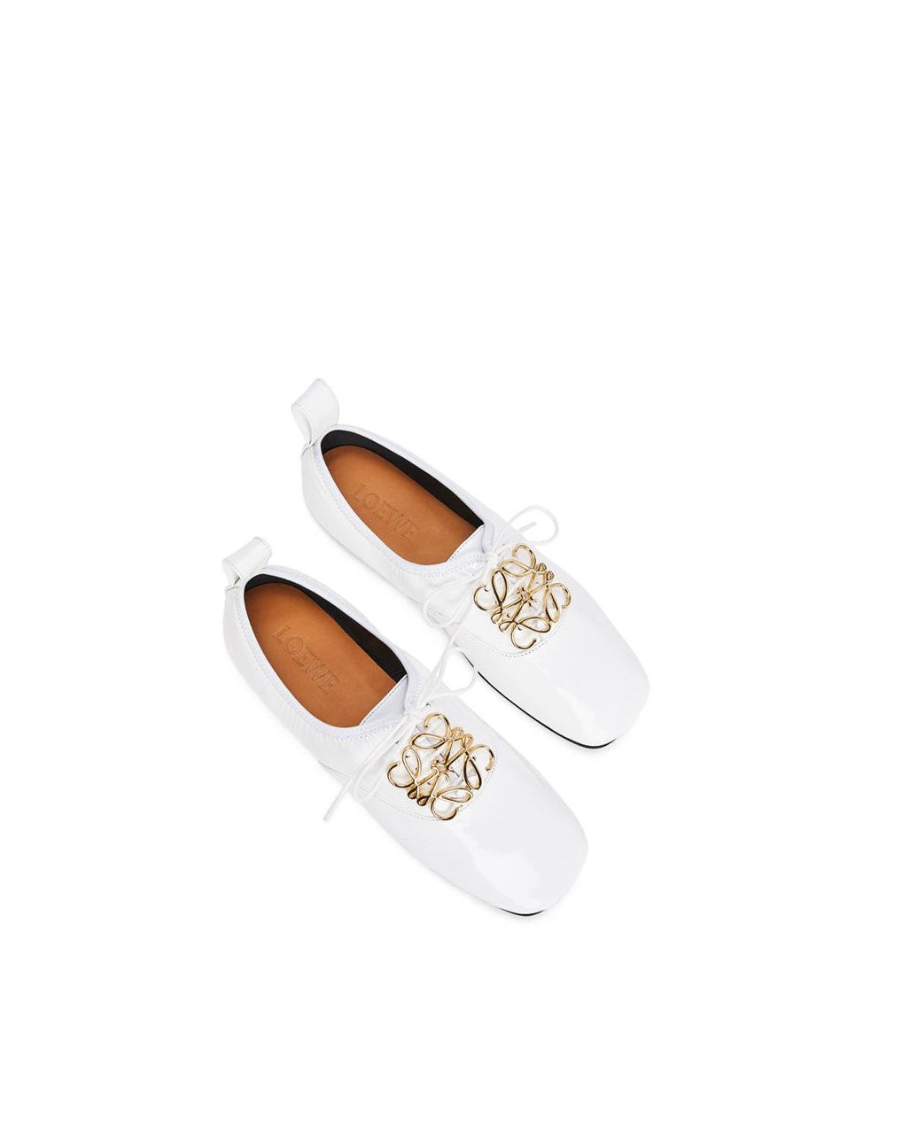 Loewe Soft derby anagram in patent calf Blancos | NYXOR-3291