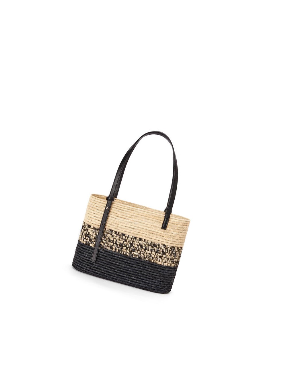 Loewe Square Basket bag in degrade raffia and calfskin Negros | EZAKQ-2861