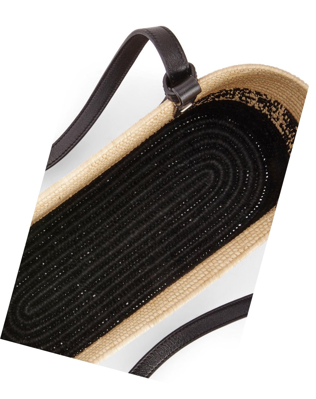 Loewe Square Basket bag in degrade raffia and calfskin Negros | EZAKQ-2861