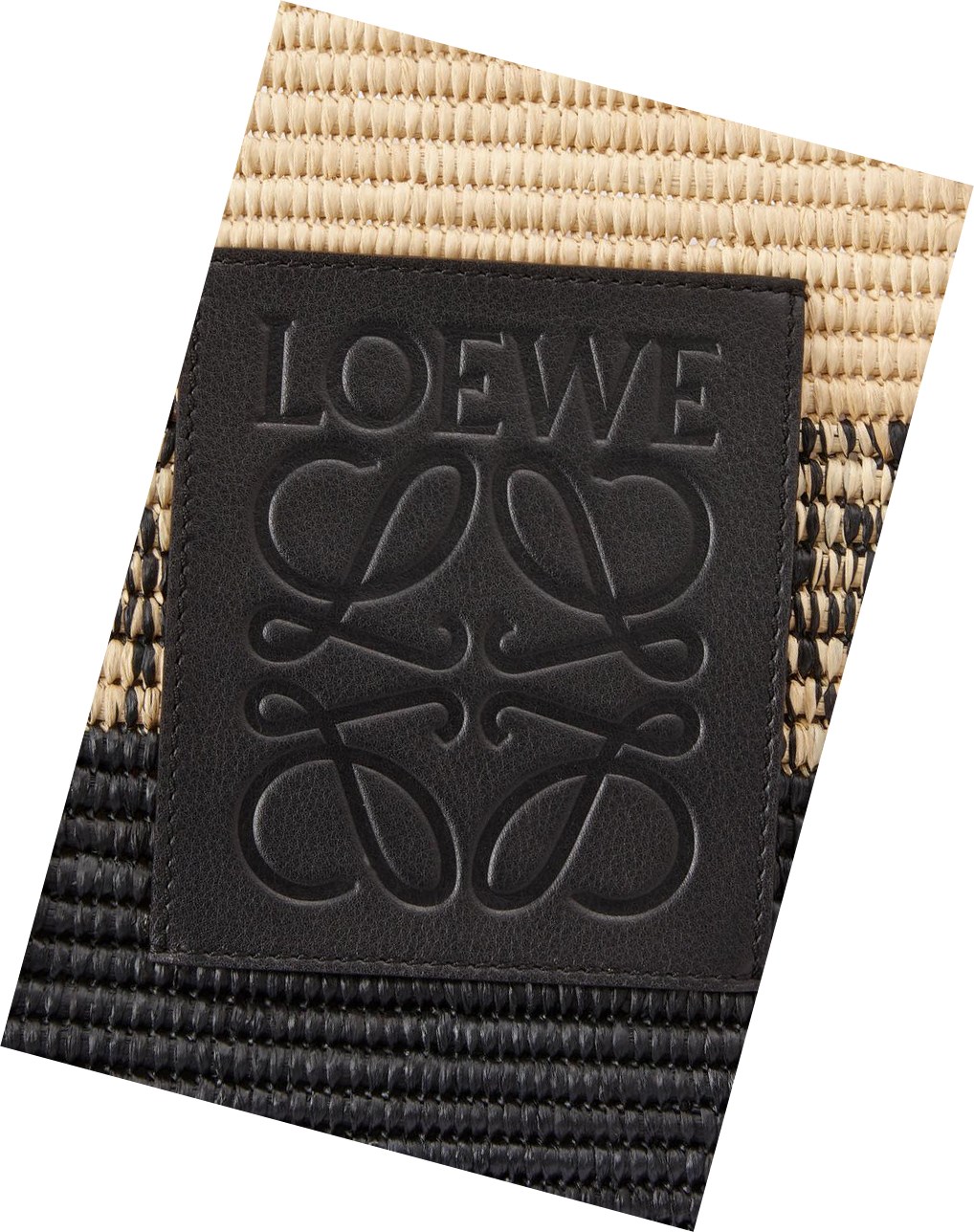 Loewe Square Basket bag in degrade raffia and calfskin Negros | EZAKQ-2861