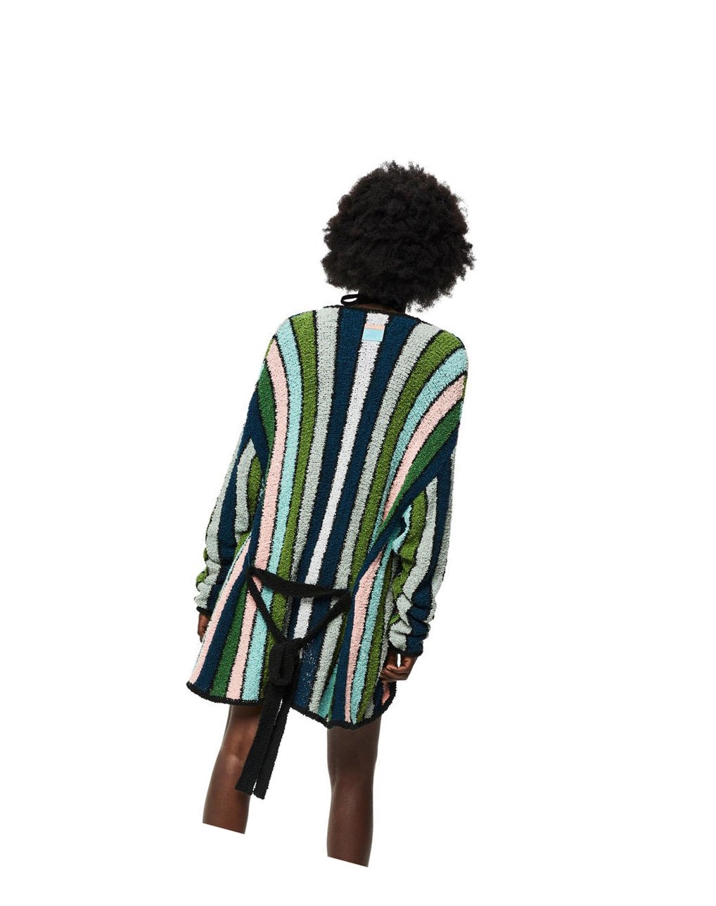 Loewe Stripe belted cardigan in cotton Verdes | GDHJW-0248
