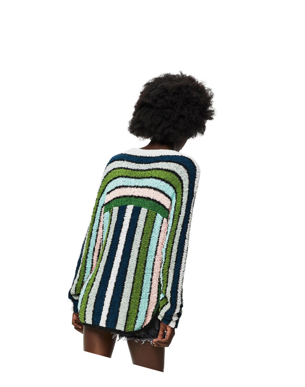 Loewe Stripe embroidered sweater in cotton Verdes | JKBLT-7162