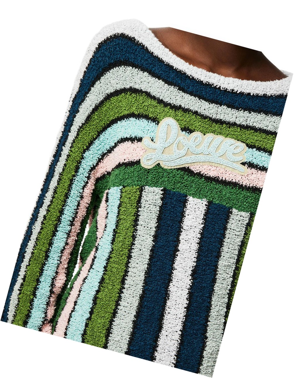 Loewe Stripe embroidered sweater in cotton Verdes | JKBLT-7162