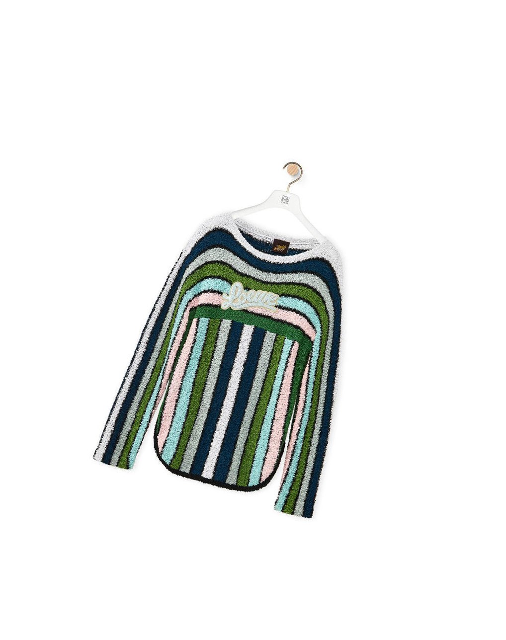 Loewe Stripe embroidered sweater in cotton Verdes | JKBLT-7162