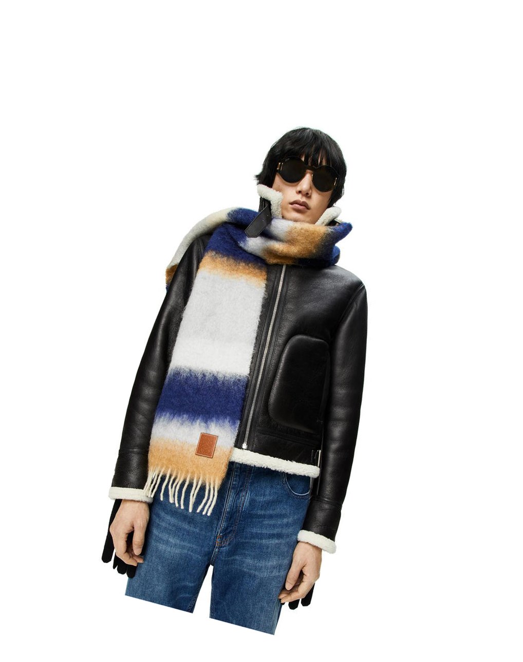 Loewe Stripe scarf in mohair Azul Marino Azules Multicolor | QSKUM-0932