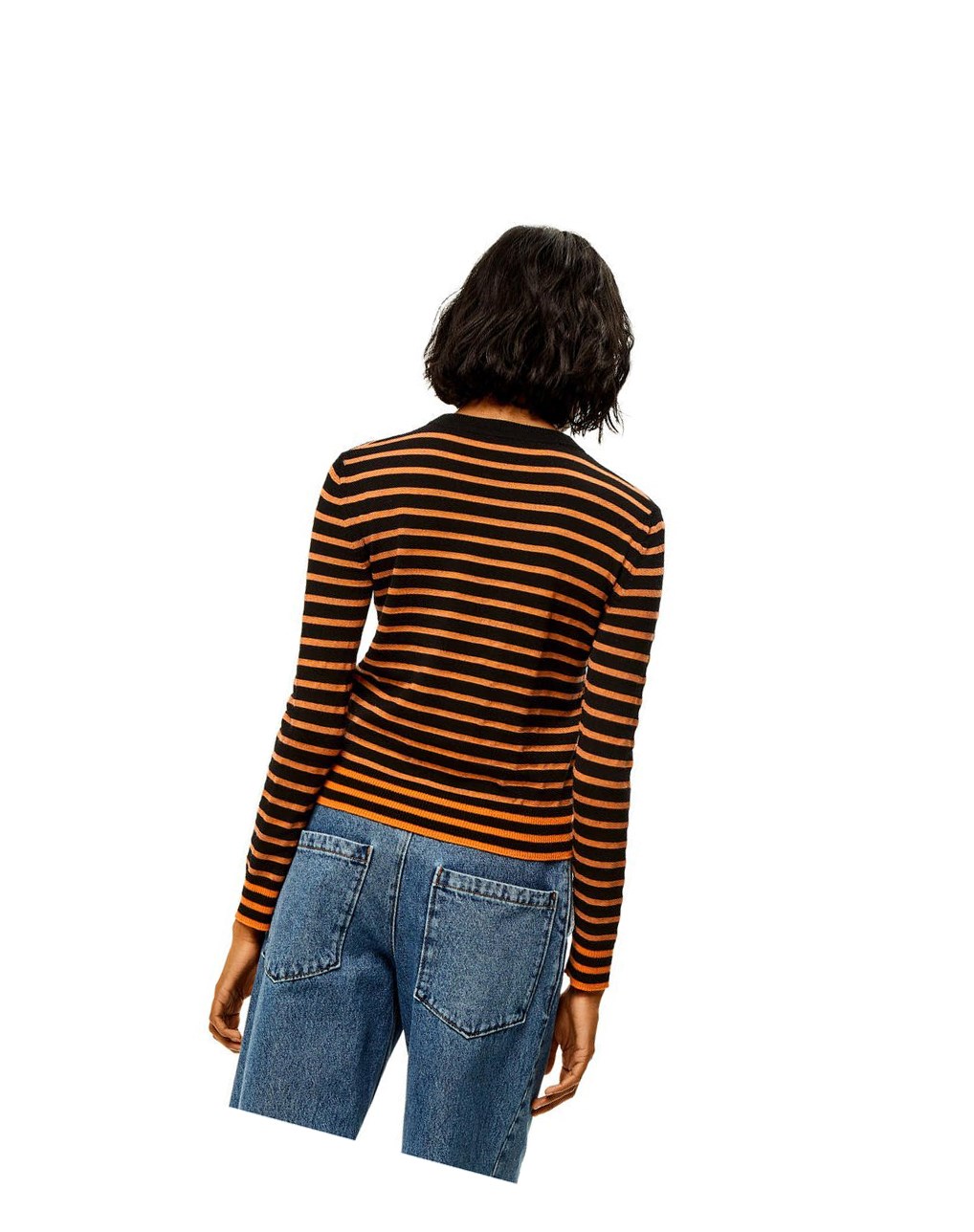Loewe Striped logo sweater in wool Negros Naranjas | UOETR-6528