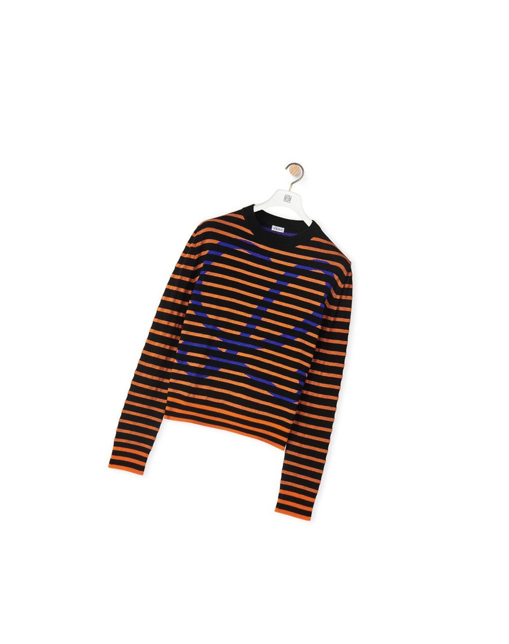 Loewe Striped logo sweater in wool Negros Naranjas | UOETR-6528