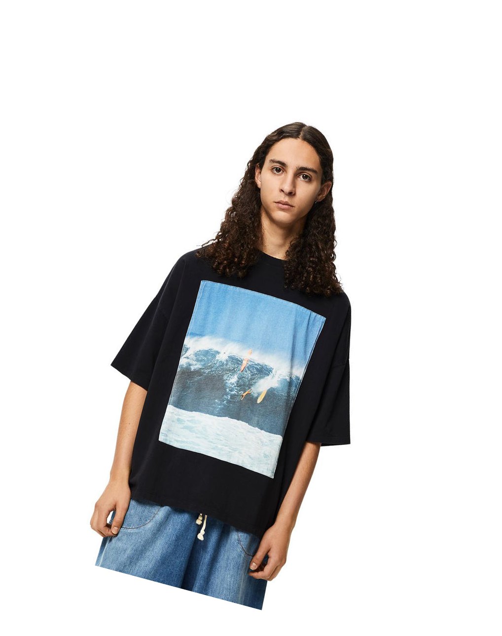Loewe Surf print T-shirt in cotton Grises Oscuro Azules | CDREX-4056