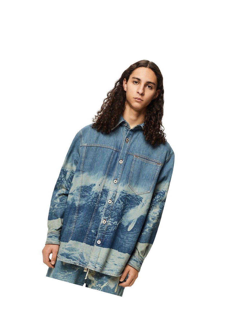 Loewe Surf print overshirt in denim Azules | NDKIV-7641