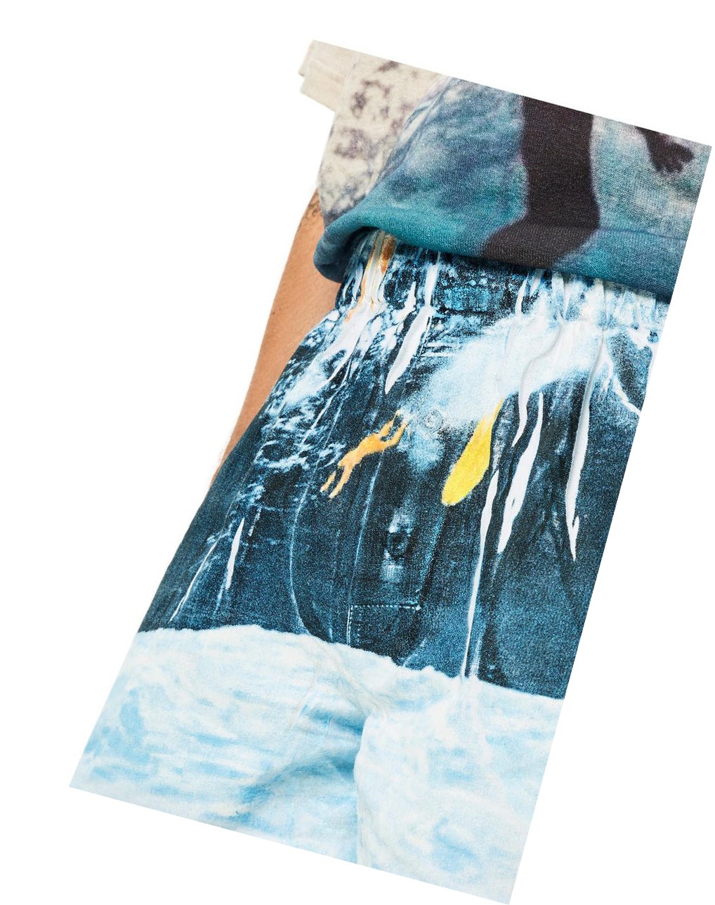 Loewe Surf print short pants in linen Blancos Azul Marino Azules | HMVDN-7890
